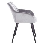 Chaise de salle à manger en velours avec pieds en métal à carreaux gris 19_0000377