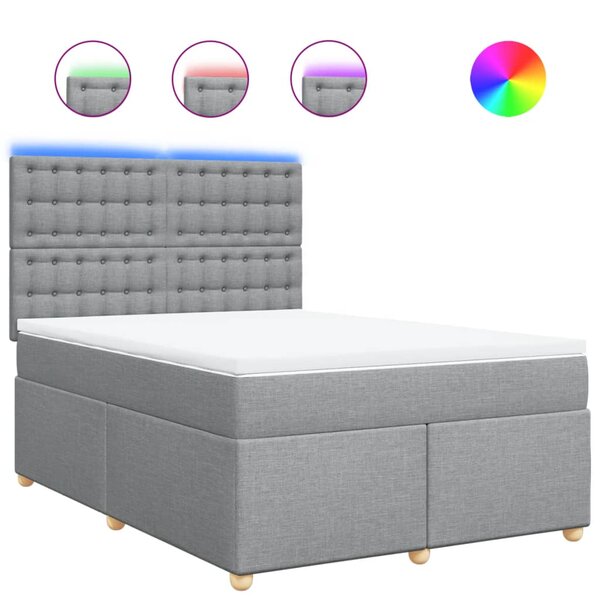 vidaXL Sommier à lattes de lit avec matelas Gris clair 140x190cm Tissu