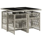 vidaXL Ensemble à manger de jardin et coussins 5 Pièces gris clair rotin