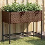 vidaXL Jardinières avec étagère 2 Pièces brun 90x40x75 cm résine tressée