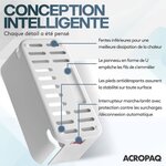 ACROPAQ Boite cache cable compatible France- cache multiprise- Multiprise intégrée- USB-A et USB-C- Rangement cable- 2500W- Blanc