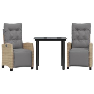 vidaXL Ensemble à manger de jardin et coussins 3 Pièces mélange beige