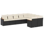 vidaXL Salon de jardin 9 Pièces avec coussins noir résine tressée