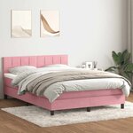vidaXL Sommier à lattes de lit avec matelas rose 140x220 cm velours