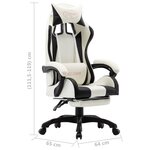 vidaXL Fauteuil de jeux vidéo et repose-pied Noir et blanc Similicuir