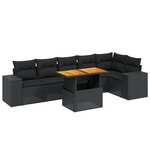vidaXL Salon de jardin 7 Pièces avec coussins noir résine tressée