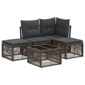 vidaXL Ensemble de canapé de jardin 5 Pièces Gris polyrotin