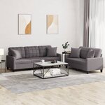 vidaXL Ensemble de canapés 2 Pièces avec coussins gris similicuir