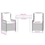 vidaXL Ensemble à manger de jardin et coussins 3 Pièces Beige poly rotin