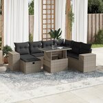vidaXL Salon de jardin 8 Pièces avec coussins gris clair résine tressée