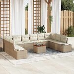 vidaXL Ensemble de canapé de jardin 11 Pièces Beige et blanc