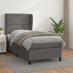 vidaXL Sommier à lattes de lit avec matelas Gris 100x200 cm Similicuir