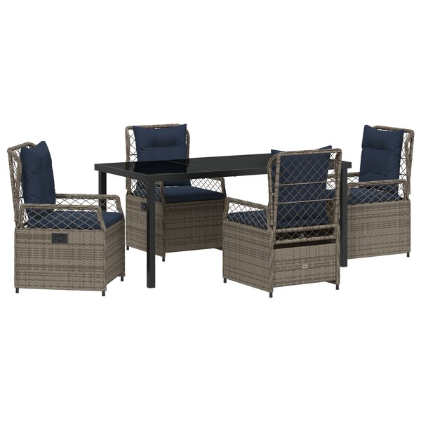 vidaXL Set de Salle à Manger de Jardin 5 Pièces en Rattan Poly Gris