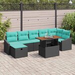 vidaXL Ensemble de canapé de jardin avec coussin 8 Pièces Noir polyrotin