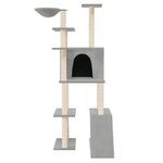 vidaXL Arbre à chat avec griffoirs en sisal Gris clair 166 cm
