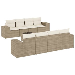 vidaXL Salon de jardin avec coussins 9 Pièces beige résine tressée