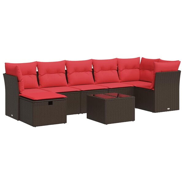 vidaXL Salon de jardin 8 Pièces avec coussins marron résine tressée