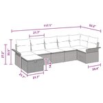 vidaXL Ensemble de canapé de jardin avec coussin 7 Pièces Gris Poly rotin