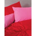 Parure de lit - housse de couette 220 x 240 + 2 taies d'oreiller 60 x 60 coton renforcé - Rouge