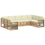 vidaXL Ensemble de canapés d'extérieur 9 pc Blanc et crème Polyester