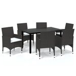 vidaXL Meubles à dîner de jardin et coussins 7 Pièces Poly rotin Marron