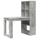 vidaXL Bureau avec étagère avec stockage Gris béton 122 x 67 x 145 cm