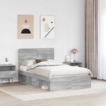 vidaXL Cadre de lit Gris Sonoma 135 x 190 cm Pin massif