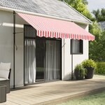vidaXL Tissu de remplacement de cantonnière d’auvent rouge blanc 3 m