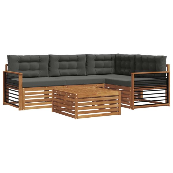 vidaXL Ensemble de canapés d'extérieur 5 pc Naturel et Anthracite