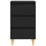 vidaXL Tables de chevet avec pieds en bois 2 Pièces noir 40x35x69 cm