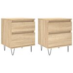 vidaXL Tables de chevet 2 Pièces chêne sonoma 40x35x50 cm bois ingénierie