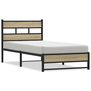 vidaXL Cadre de lit en métal sans matelas chêne sonoma 100x200 cm
