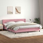 vidaXL Sommier à lattes de lit avec matelas rose 180x210 cm velours
