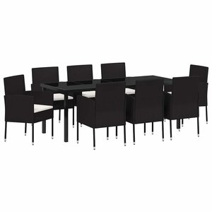 vidaXL Ensemble de salle à manger pour jardin 9 Pièces Noir polyrotin