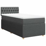 vidaXL Sommier à lattes de lit avec matelas Gris foncé 90x200 cm Tissu