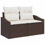 vidaXL Ensemble de canapé de jardin avec coussin 5 Pièces Marron  Crème