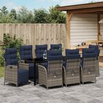 vidaXL Ensemble de salle à manger pour jardin 9 Pièces Gris et Noir Rotin
