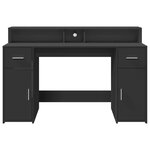 Bureau table poste de travail meuble d'ordinateur informatique étude avec lumières LED 140 x 55 x 91 cm bois d'ingénierie noir 02_0023429