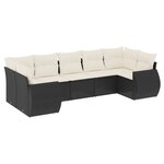 vidaXL Salon de jardin 7 Pièces avec coussins noir résine tressée