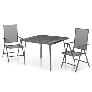 vidaXL Ensemble à manger de jardin 3 Pièces anthracite acier