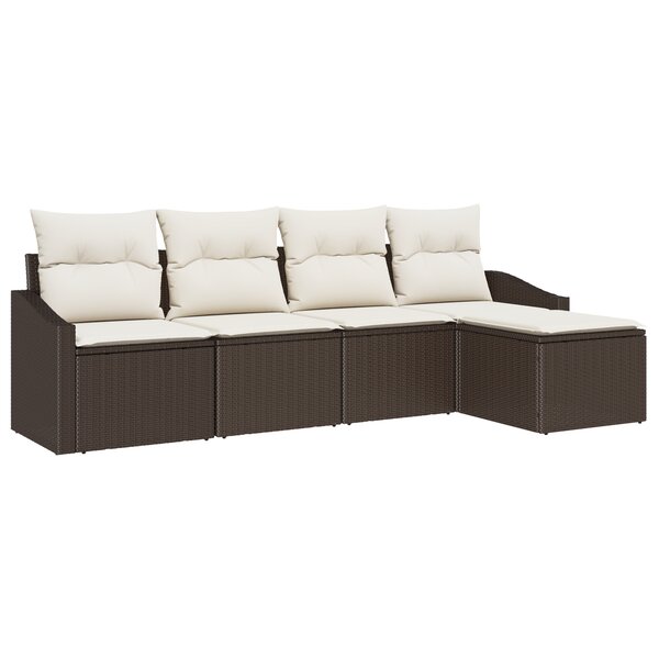 vidaXL Ensemble de salle à manger de jardin 5 pièces avec coussins en poly rattan marron