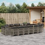 vidaXL Ensemble à manger de jardin 17 Pièces et coussins résine tressée