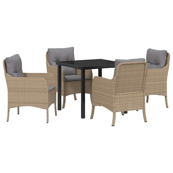 vidaXL Ensemble de salle à manger pour jardin 5 Pièces Beige polyrotin