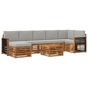 vidaXL Ensemble de canapés d'extérieur 7 Pièces Naturel et gris clair