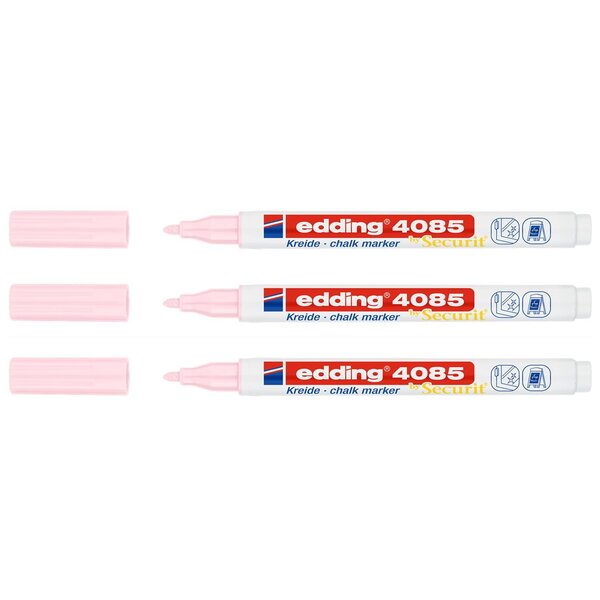 Marqueur Craie Liquide 4085 Rose Pastel Pointe Ronde 1-2 mm x 3 EDDING