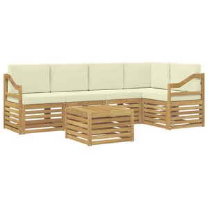 vidaXL Ensemble de canapés d'extérieur 6 pc Blanc et crème Polyester