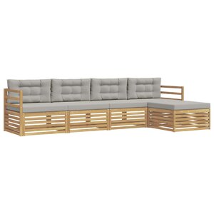 vidaXL Ensemble de canapés d'extérieur 5 pc Blanc et gris clair