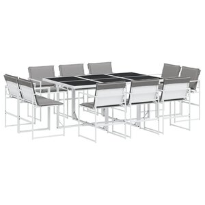 vidaXL Ensemble à manger de jardin avec coussins 11Pièces blanc textilène