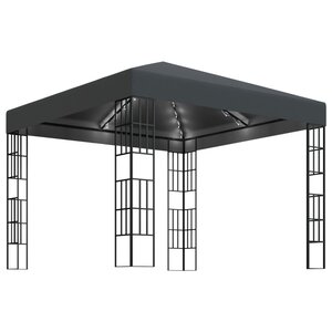 vidaXL Tonnelle avec guirlande lumineuse à LED 3x3 m Anthracite