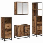 vidaXL Ensemble de mobilier de salle de bain 4 Pièces Bois Ancien